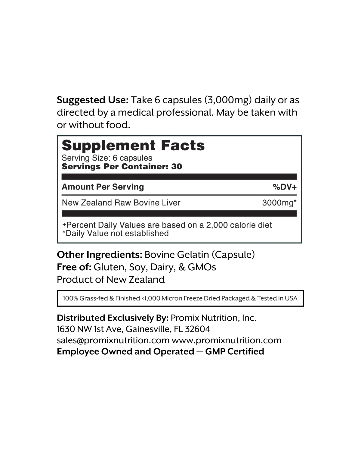 Promix Raw Liver Capsules - Refill Pouch