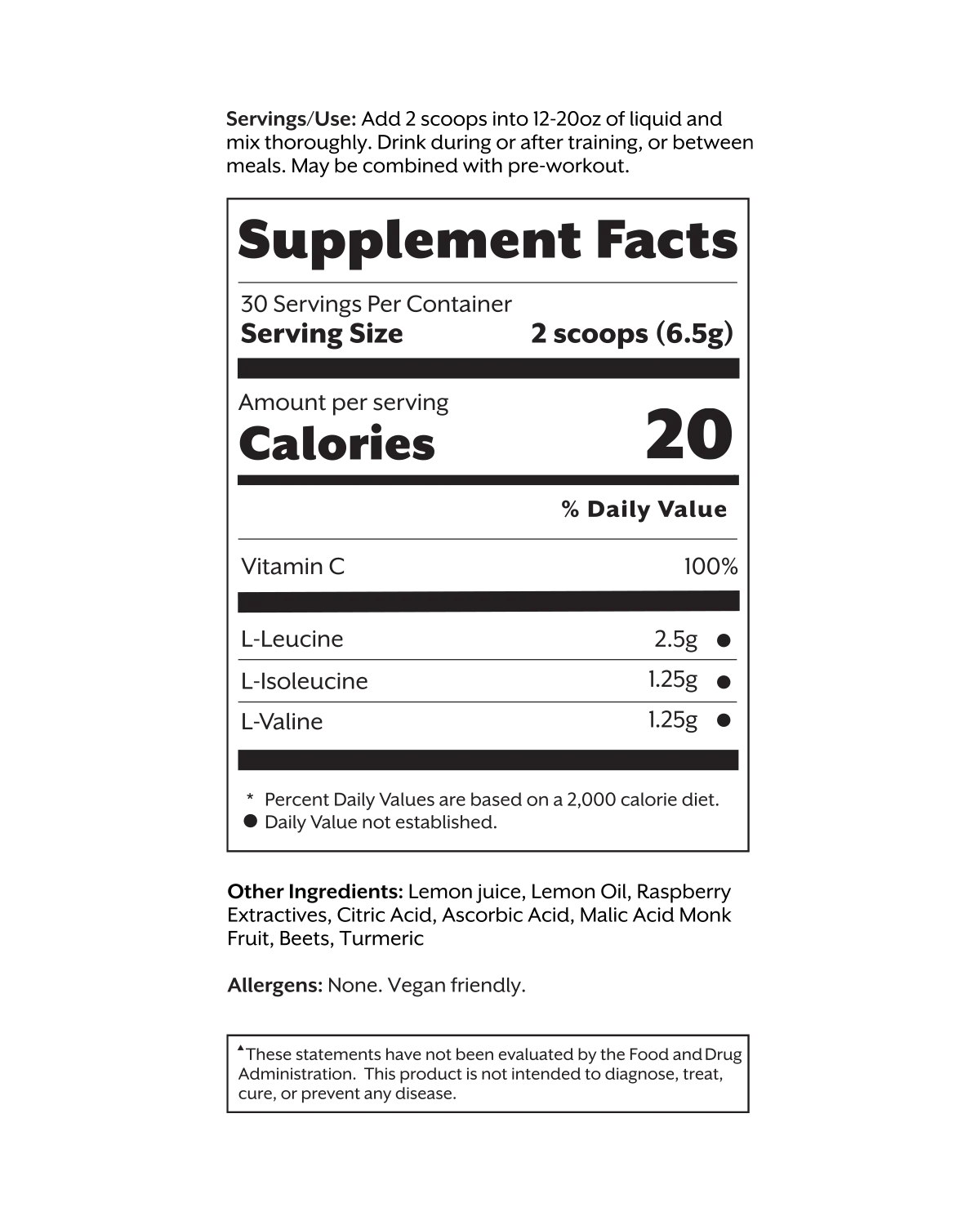 Raspberry Lemon BCAA Powder