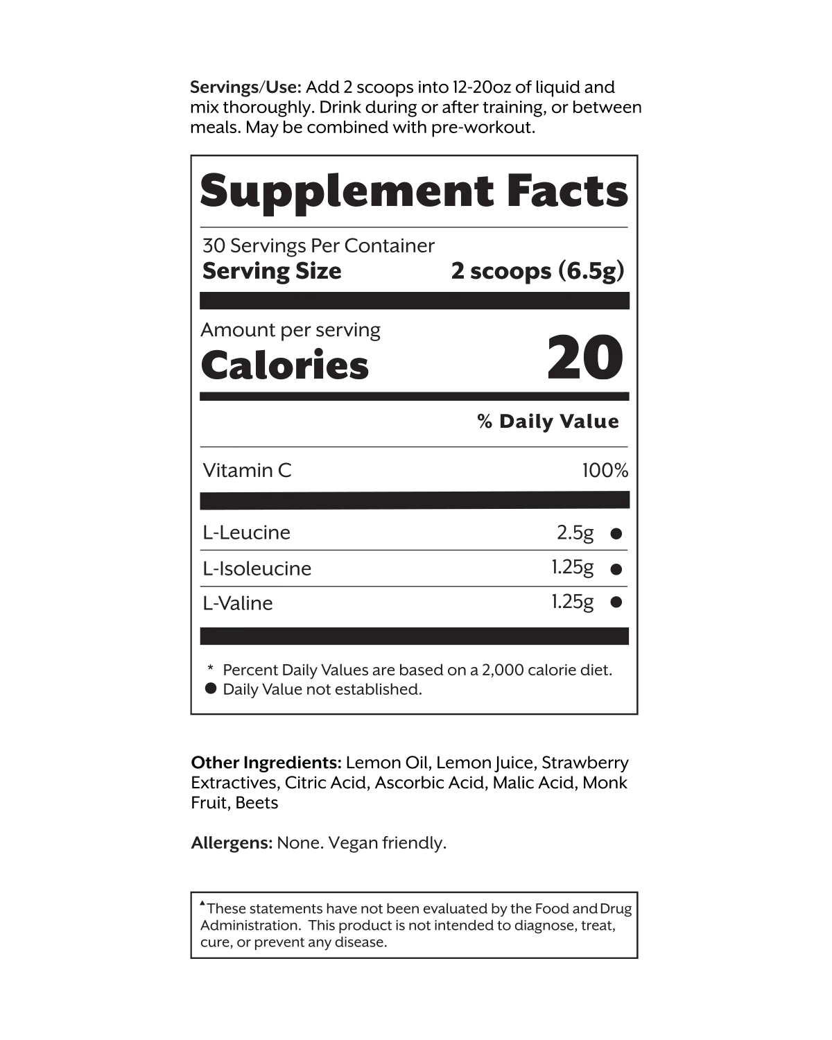 Strawberry Lemon BCAA Powder